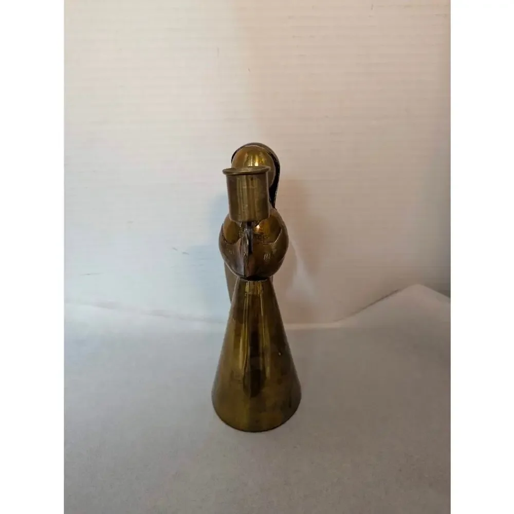 Vintage Brass Mexican Angel Candle Holder - Handcrafted Mid-Century Folk Art